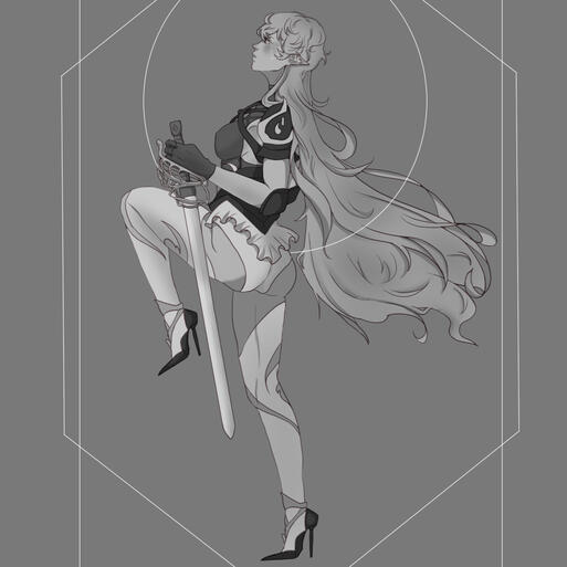 Lineart full body shaded